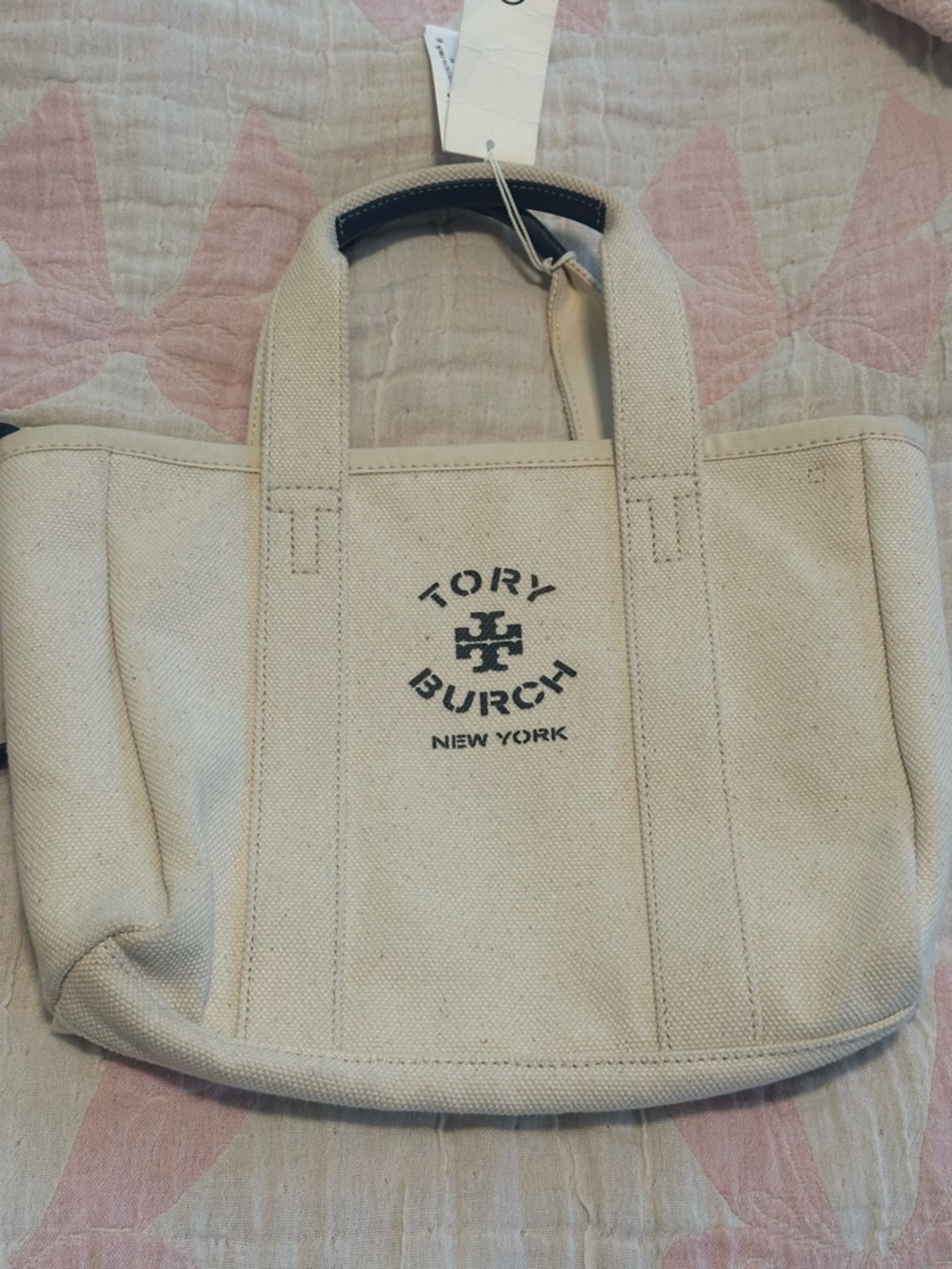Tory Burch Cream Canvas Pocket Tote